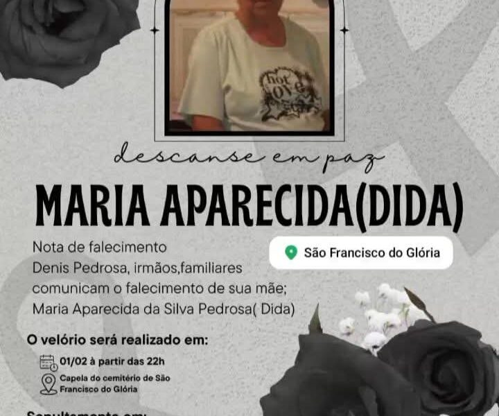 FALECEU A DIDA DE SÃO FRANCISCO DO GLÓRIA