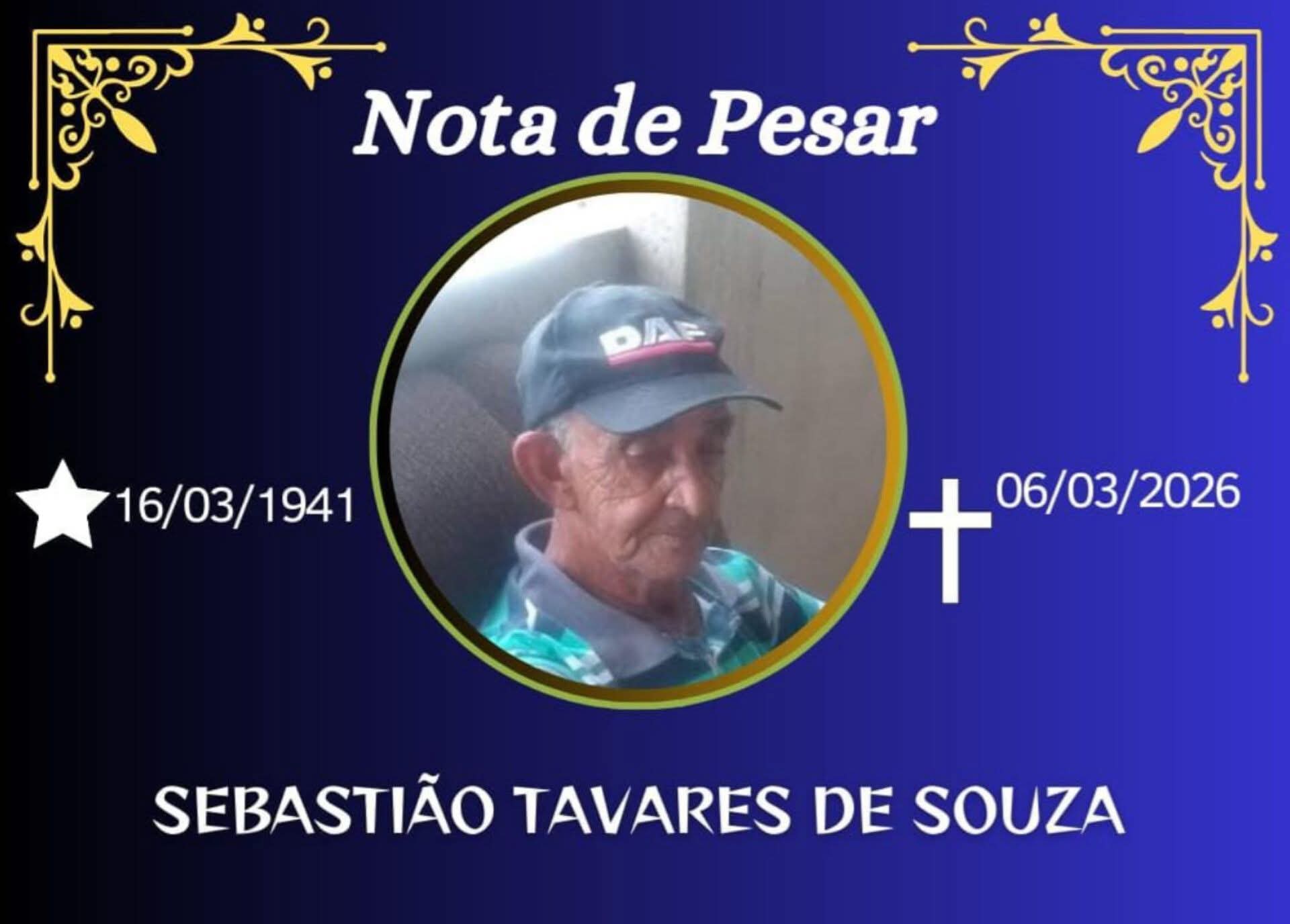 FALECEU SEBASTIÃO TAVARES DE SOUZA DA ZONA RURAL DE CARANGOLA