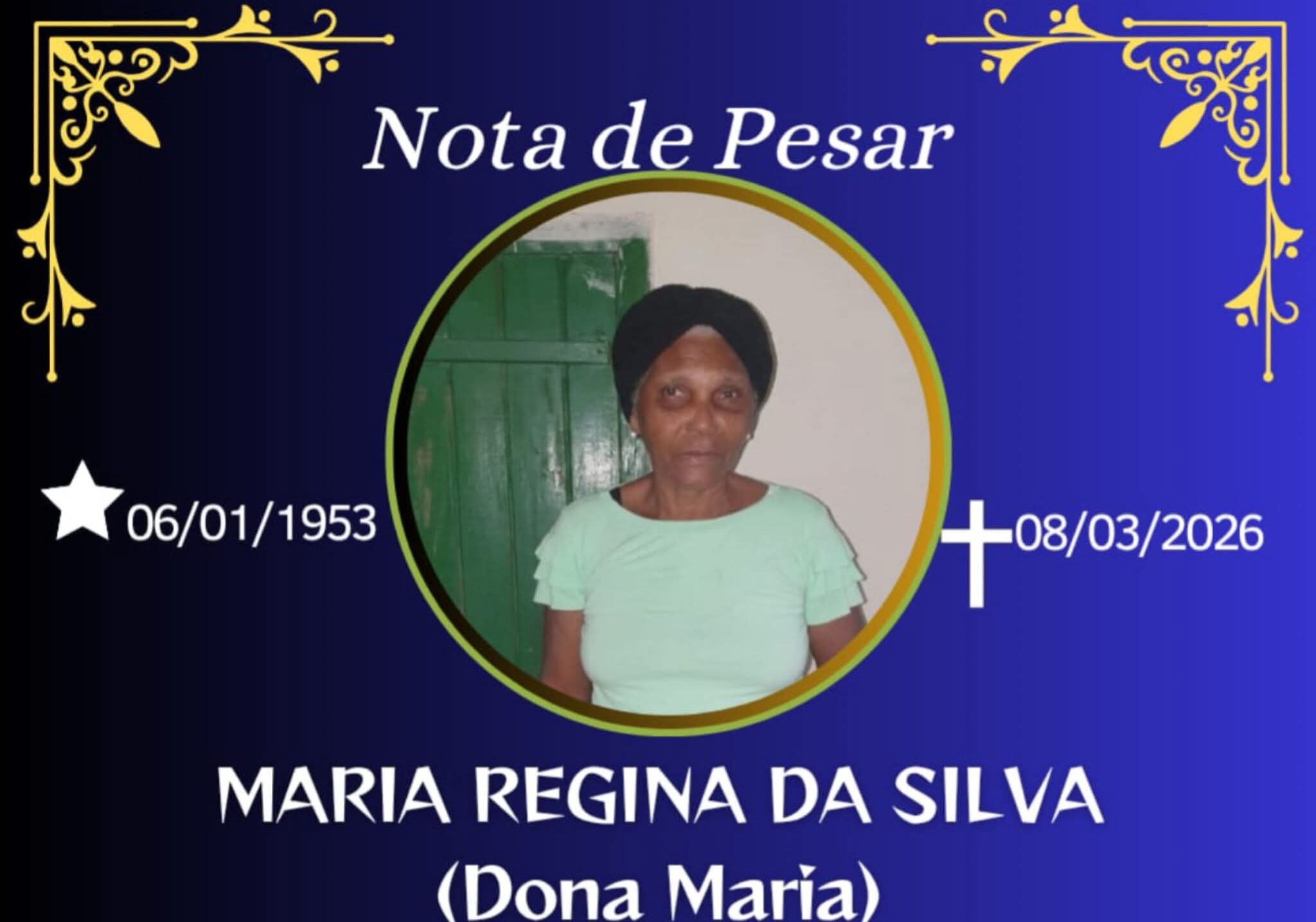 FALECEU MARIA REGINA DA SILVA (DONA MARIA) DE ESPERA FELIZ