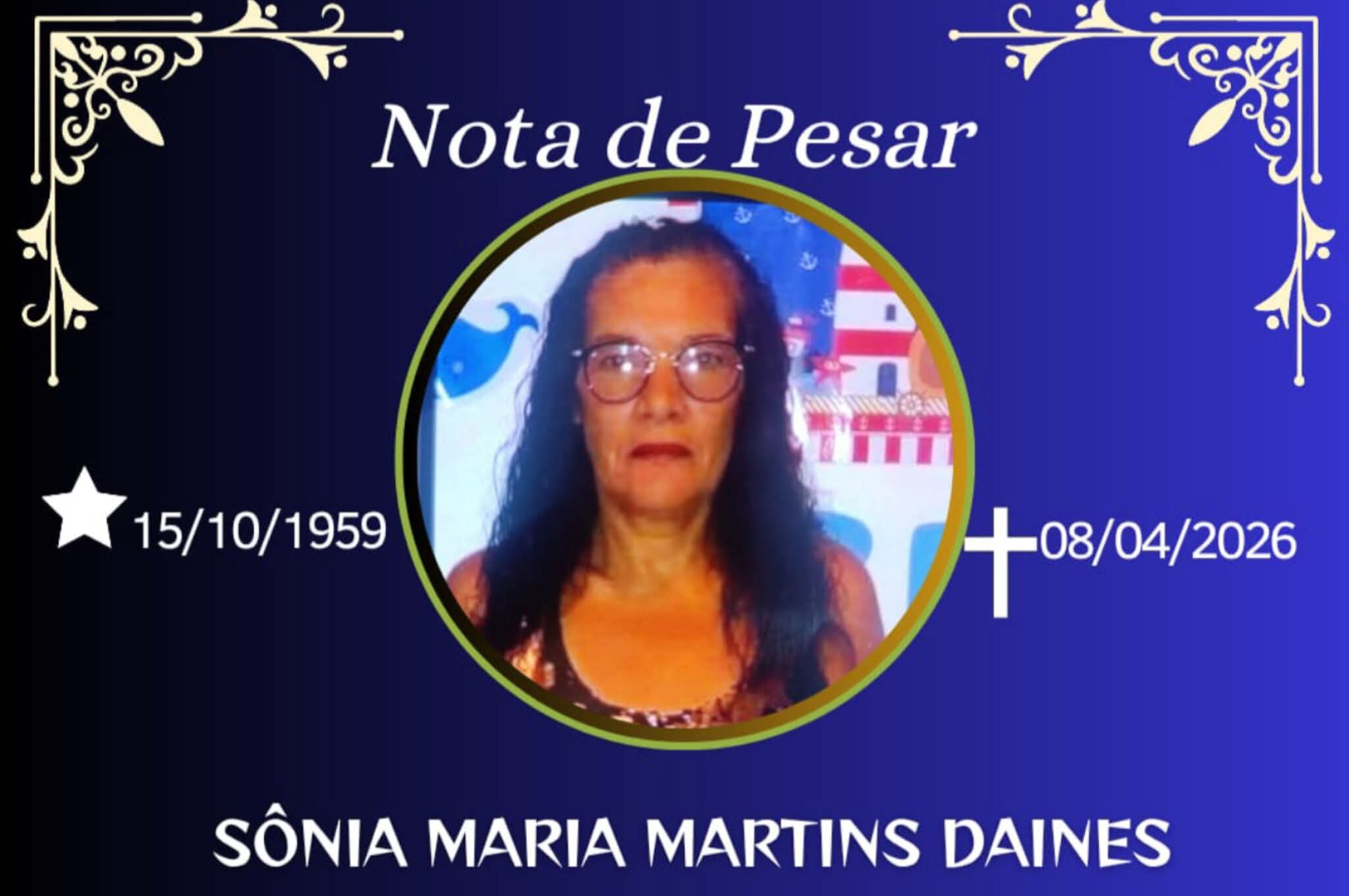 FALECEU SONIA MARIA MARTINS DAINES- RIBEIRÃO DO JORGE EM FERVEDOURO