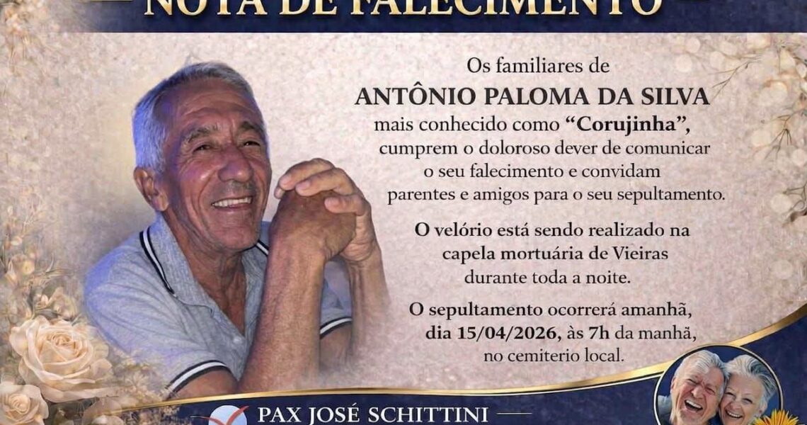 NOTA DE FALECIMENTO: ANTÔNIO PALOMA DA SILVA