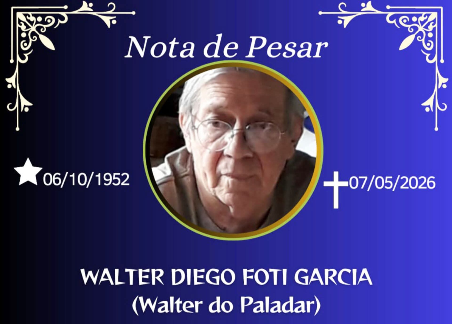 FALECEU WALTER DIEGO FOTI GARCIA, DE ESPERA FELIZ