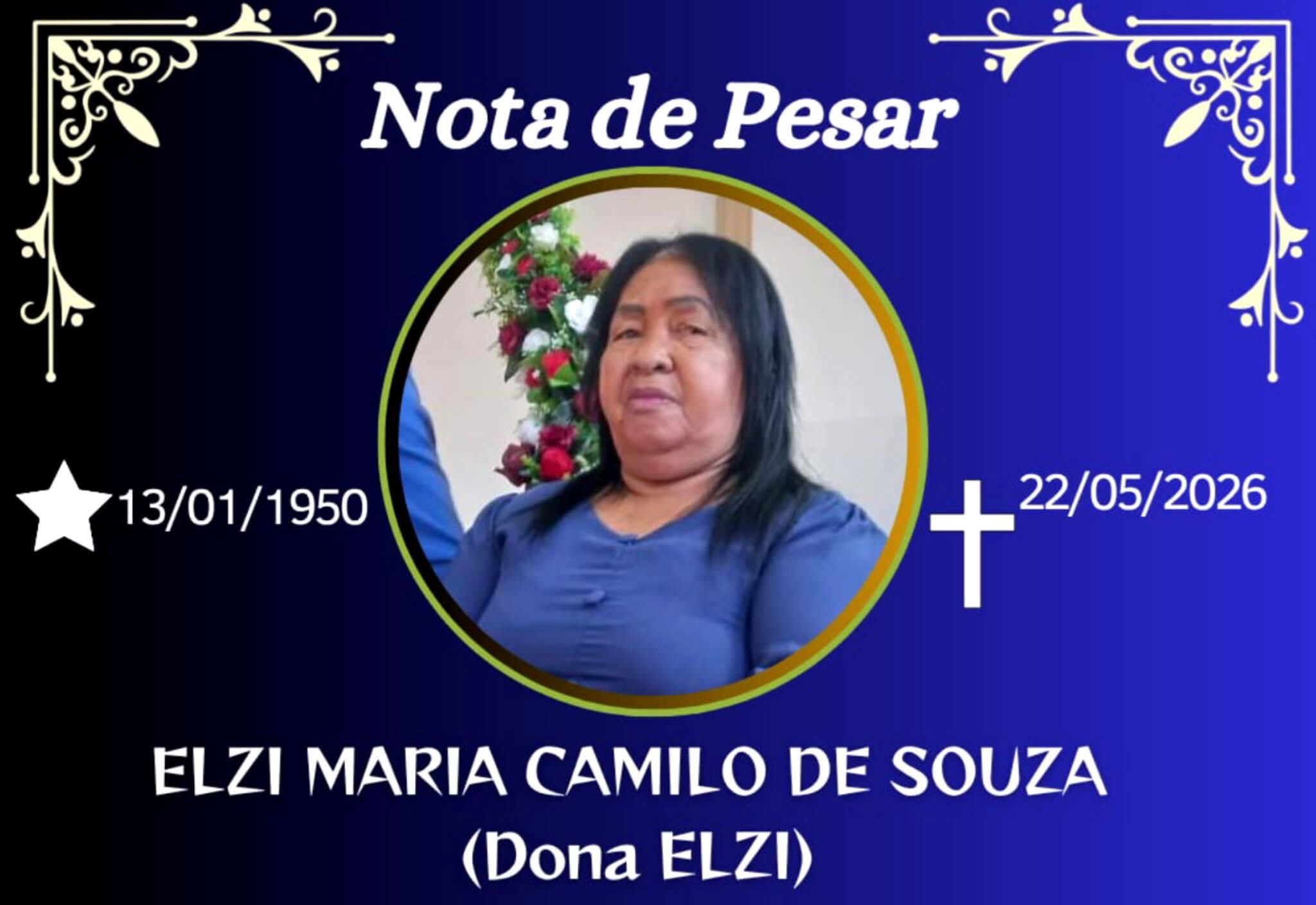 FALECEU ELZI MARIA CAMILO DE SOUZA, DE LACERDINA- CARANGOLA