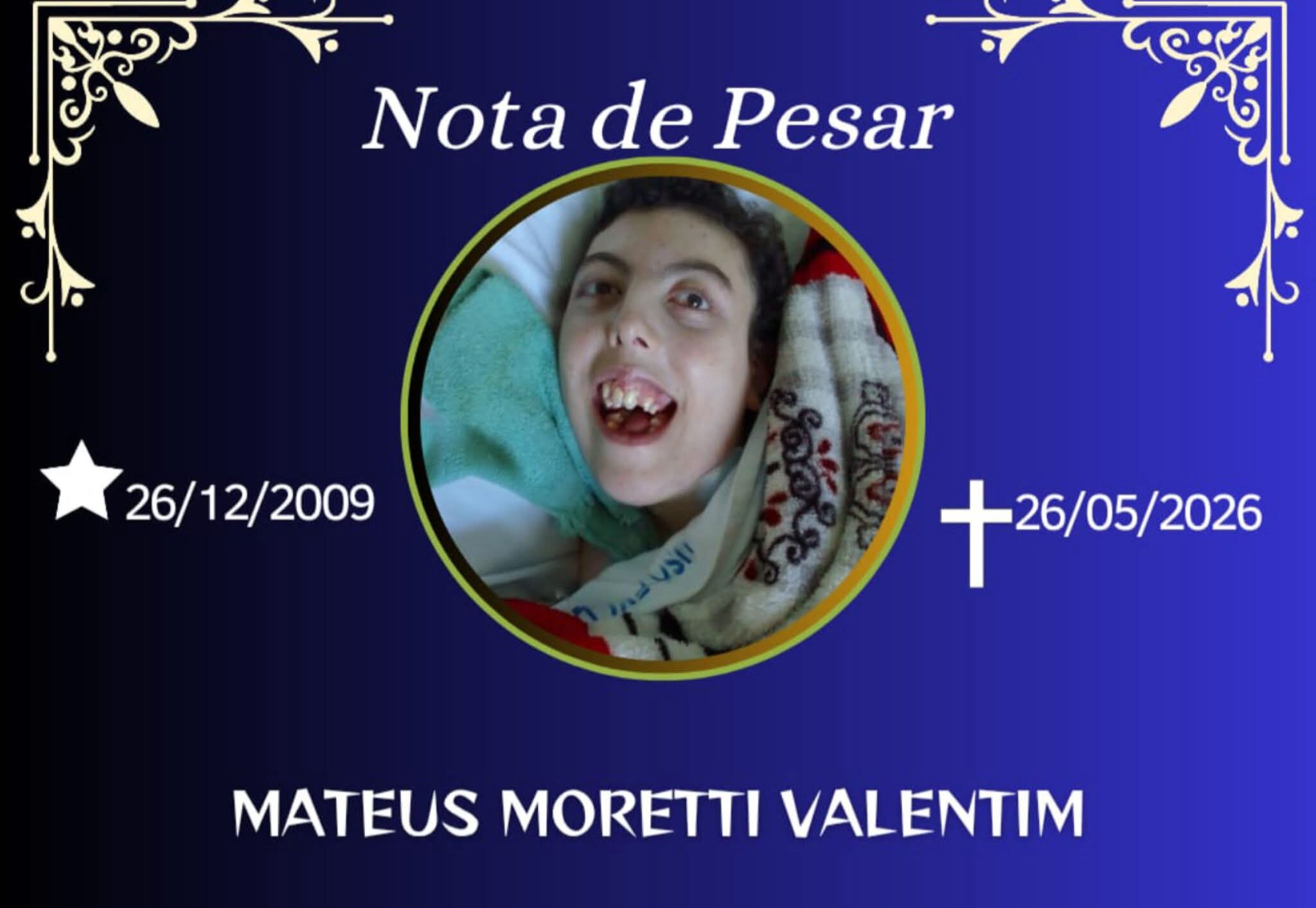 FALECEU MATEUS MORETTI VALENTIM, DE CAIANA