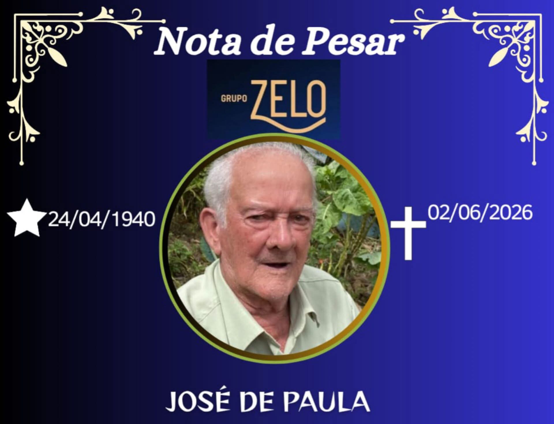 FALECEU JOSE DE PAULA- QUEIROZES, EUGENÓPOLIS