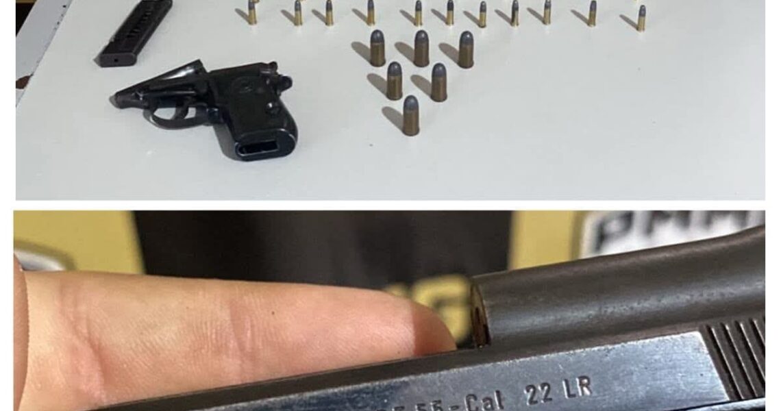 PM PRENDE HOMEM POR POSSE ILEGAL DE ARMA DE FOGO E MUNIÇÕES EM SÃO FRANCISCO DO GLÓRIA