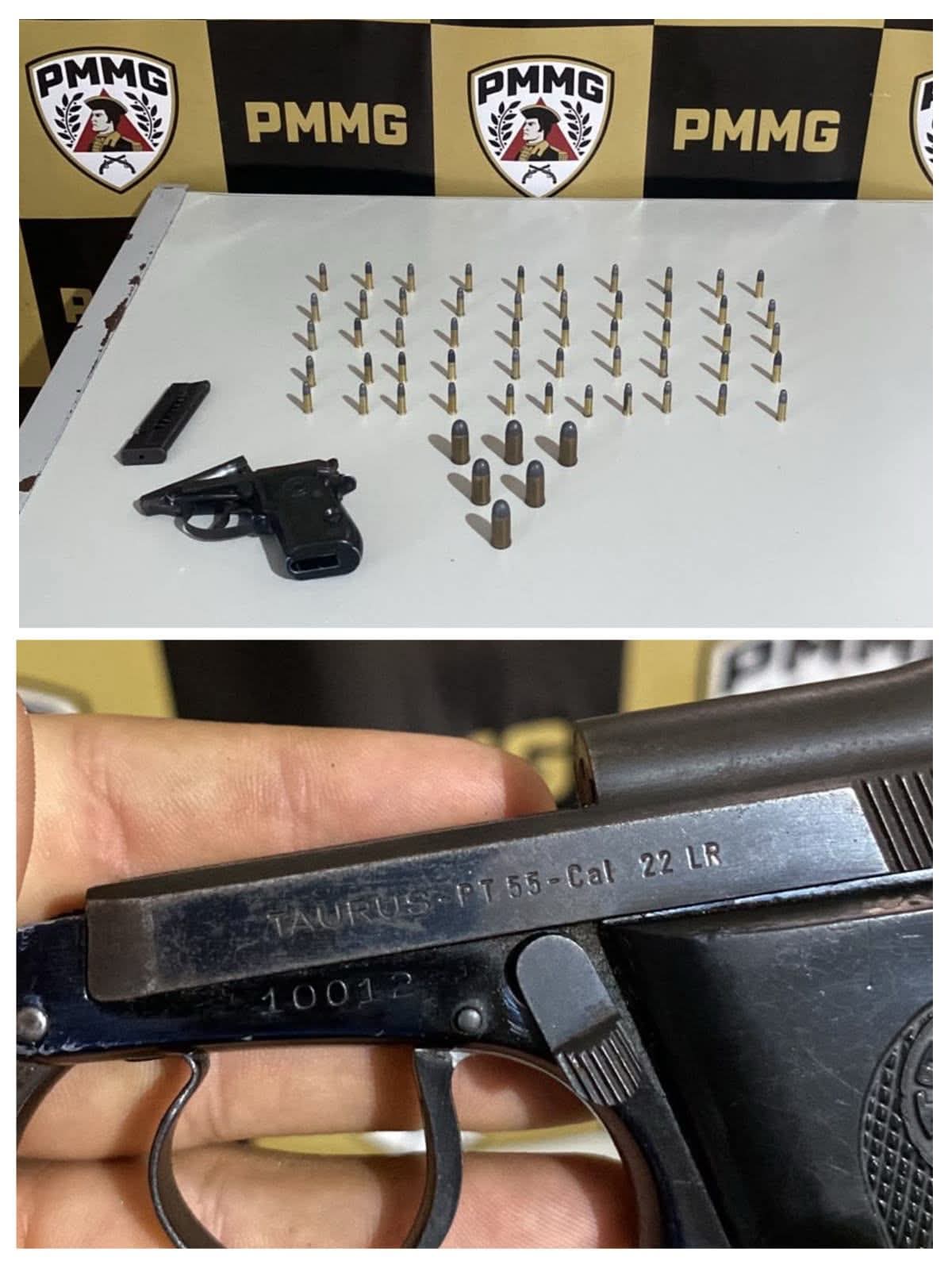 PM PRENDE HOMEM POR POSSE ILEGAL DE ARMA DE FOGO E MUNIÇÕES EM SÃO FRANCISCO DO GLÓRIA