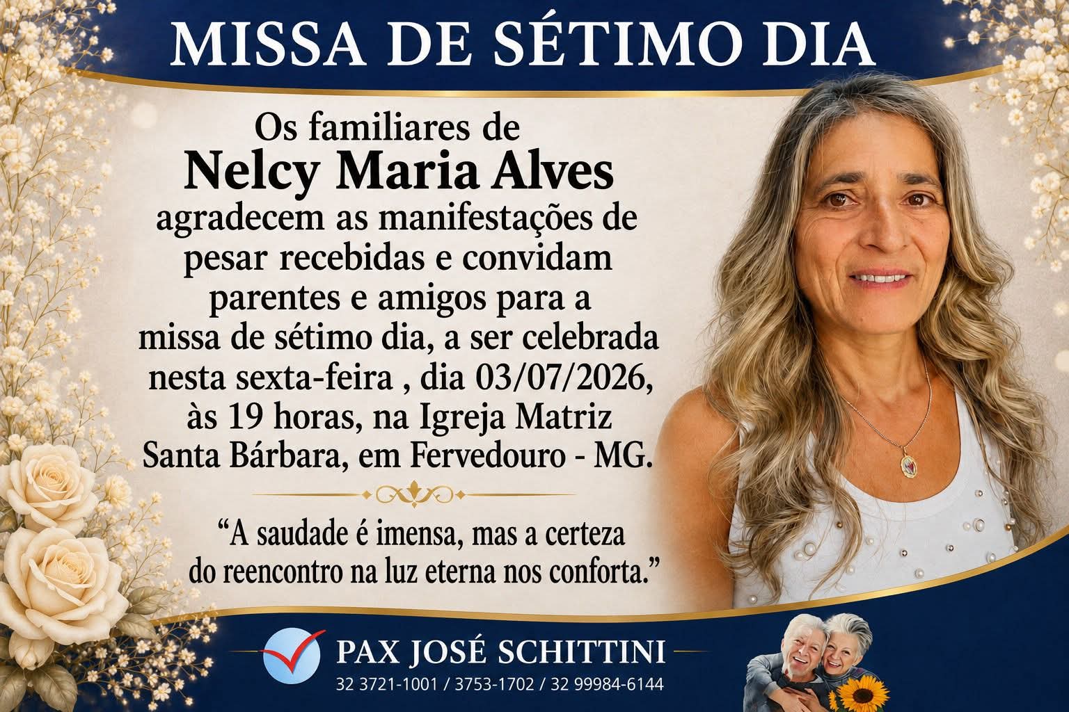 MISSA DE SÉTIMO DIA DA POR ALMA DA NOSSA OUVINTE NELCI DO CÓRREGO SANTO ANTÔNIO