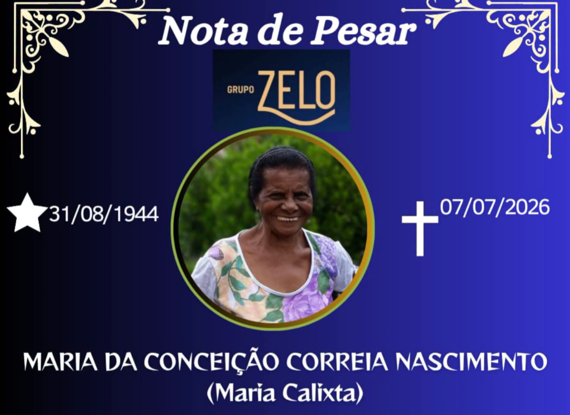 FALECEU MARIA DA CONCEIÇÃO CORREIA NASCIMENTO (MARIA CALIXTA) DE ESPERA FELIZ