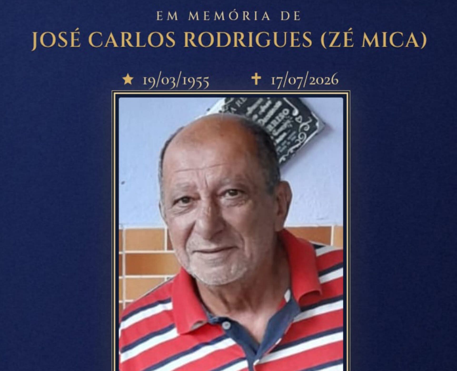 FALECEU JOSÉ CARLOS RODRIGUES (ZÉ MICA) DE CARANGOLA