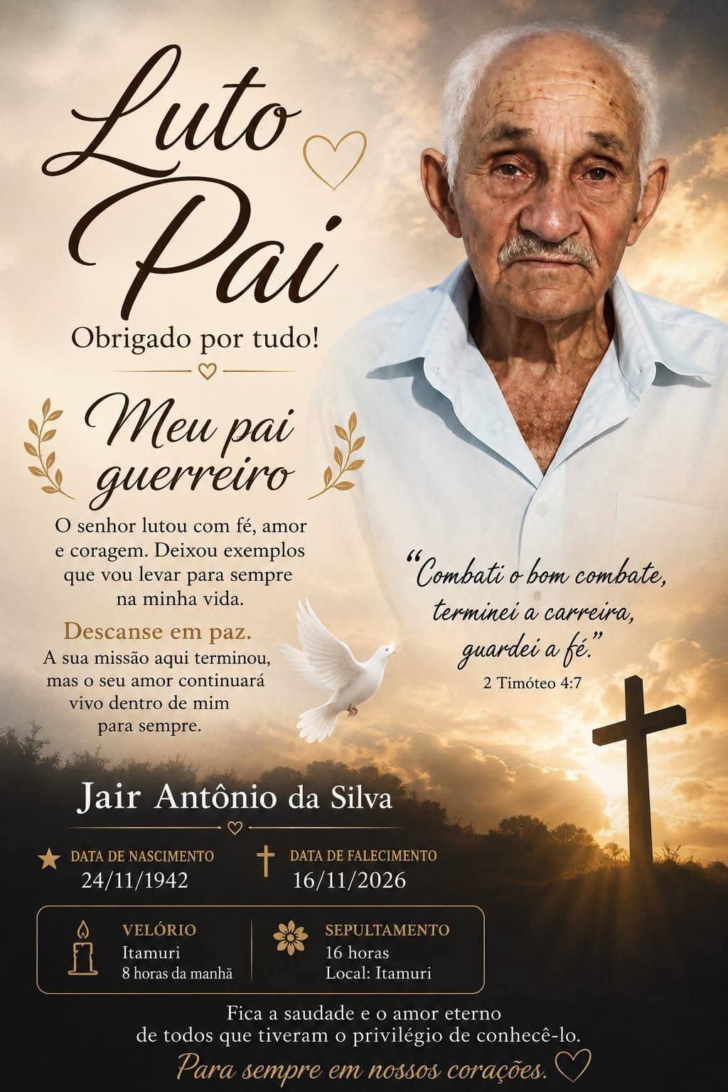 FALECEU JAIR ANTÔNIO DA SILVA, DE ITAMURI