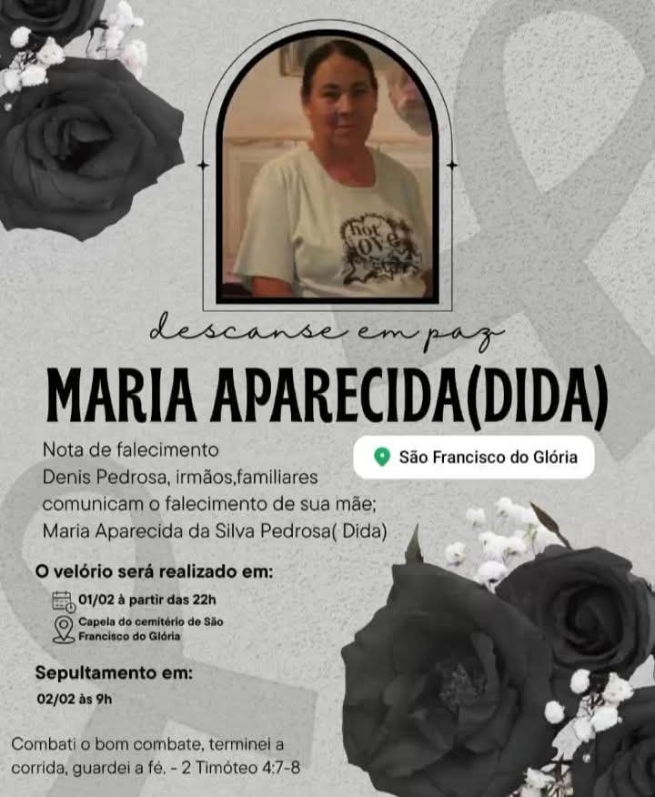 FALECEU A DIDA DE SÃO FRANCISCO DO GLÓRIA