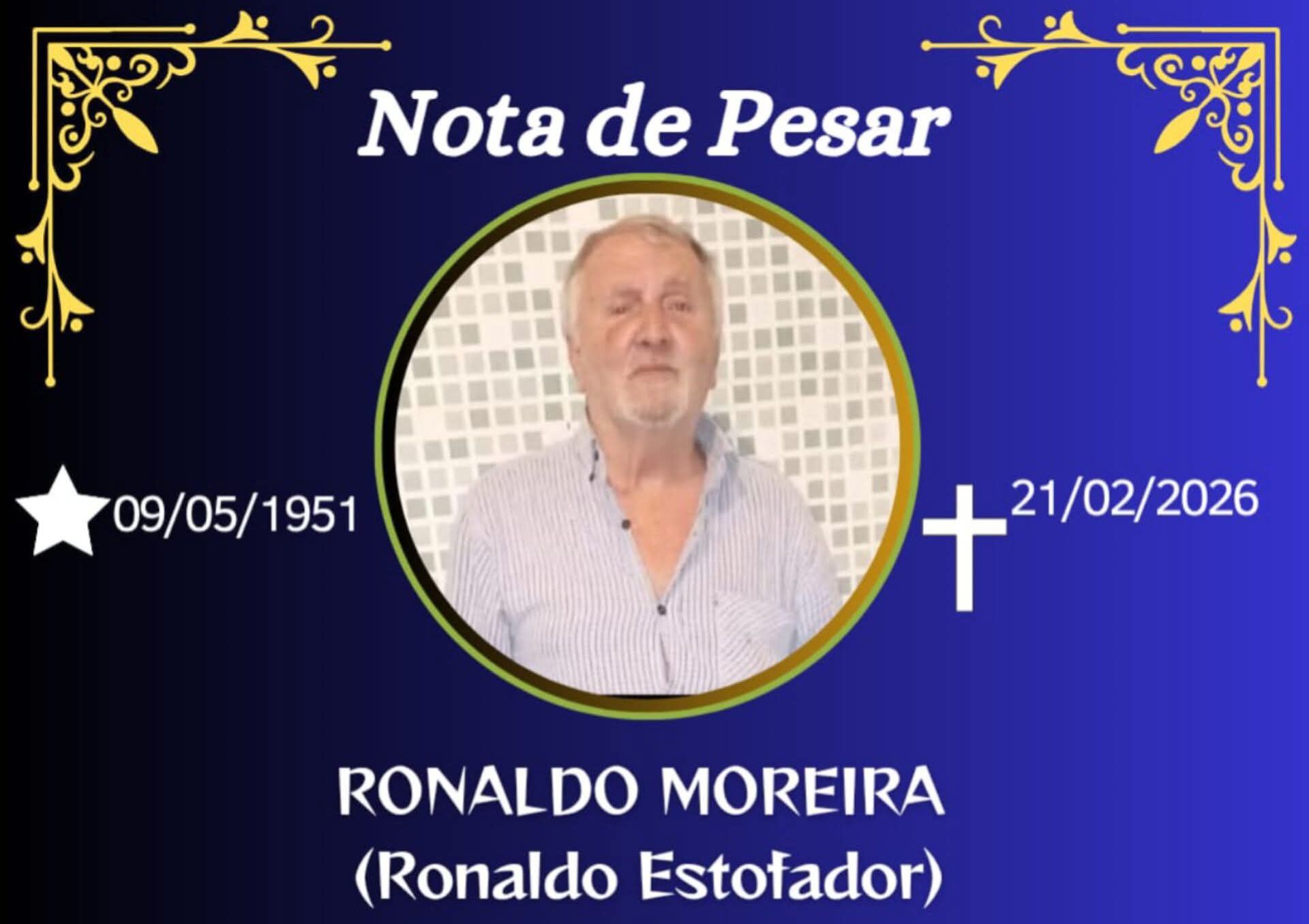 FALECEU RONALDO MOREIRA (ESTOFADOR) , DE FARIA LEMOS