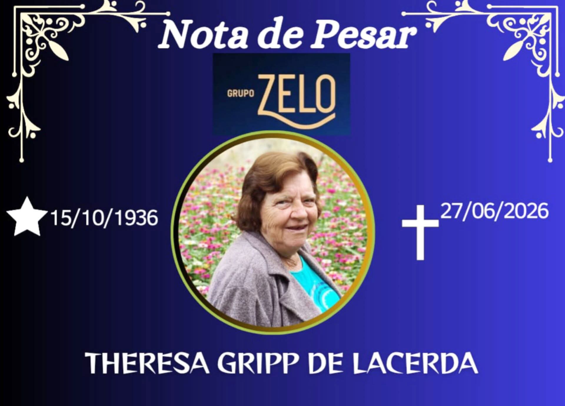 FALECEU THEREZA GRIPP DE LACERDA, DE ESPERA FELIZ